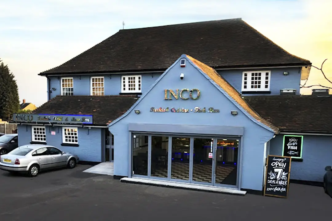The welcoming exterior of Inco Turkish Restaurant & Fish Bar in Romford, where authentic Turkish cuisine meets great ambiance.